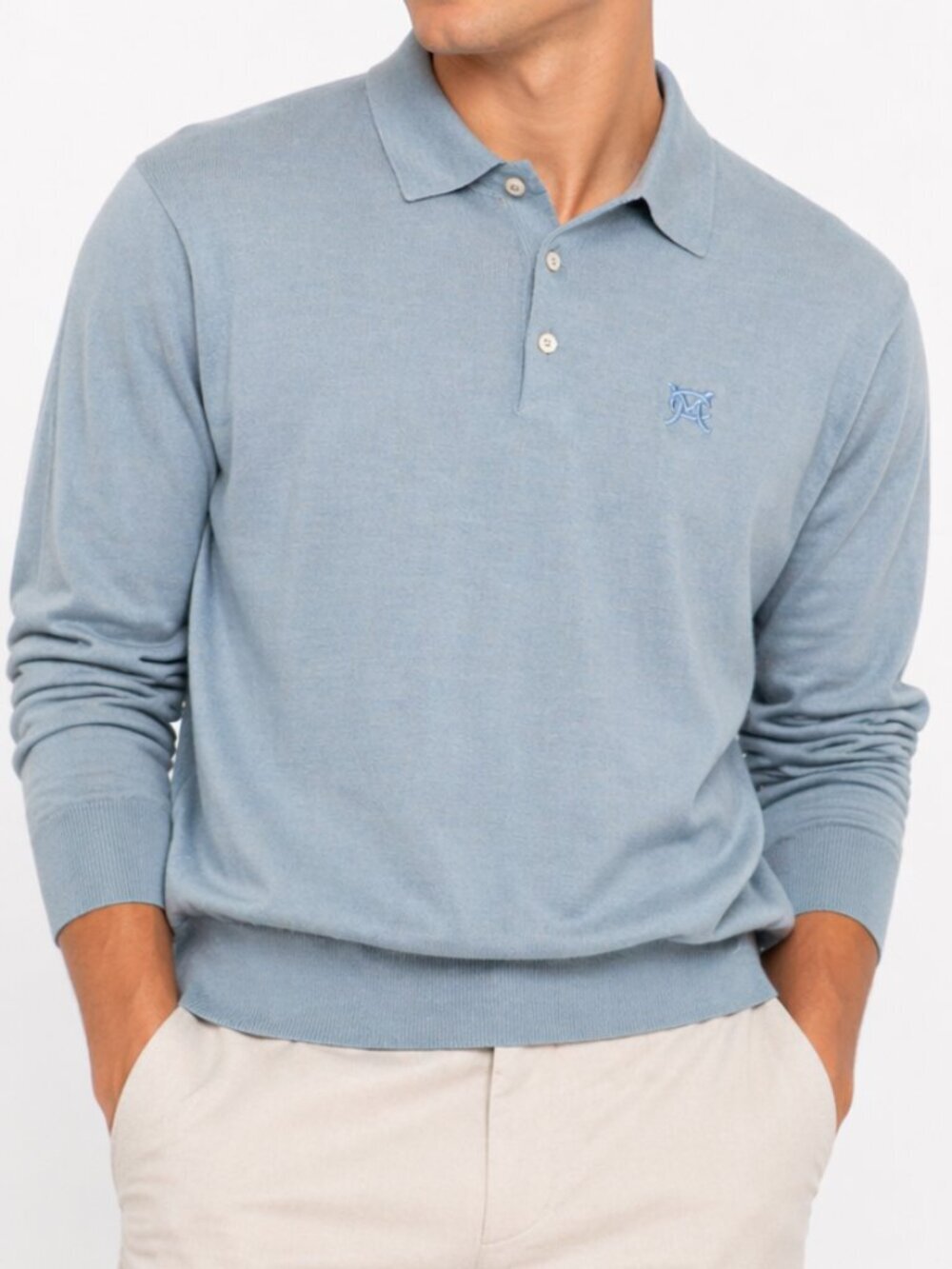 PETER MILLAR Cashmere Silk Merit Club Golf Resort Polo Pullover Sweater Blue XL